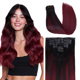 Extensions cheveux clip-in GOO GOO 14 pouces couleur Cherry Cola vue de face