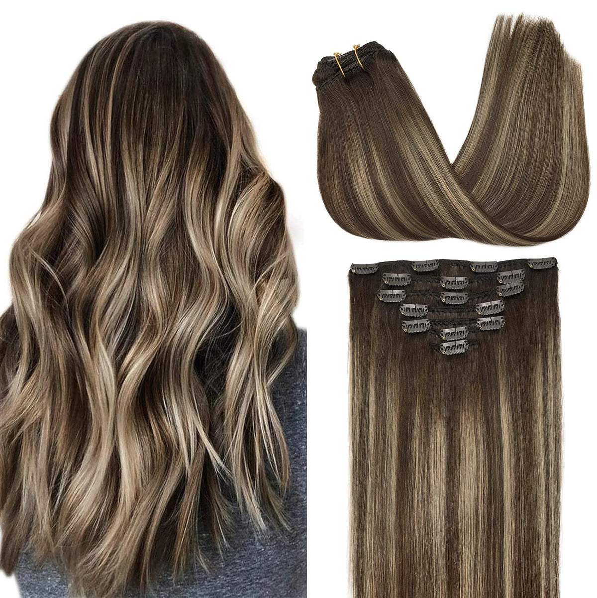 Extensions cheveux clip-in GOO GOO 20 pouces couleur balayage