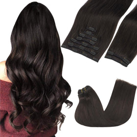 Extensions cheveux clip-in GOO GOO 22 pouces marron foncé, vue avant