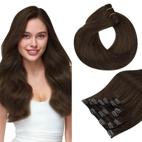 Extensions cheveux clip-in Hotbanana châtaigne clair 20 pouces vue avant