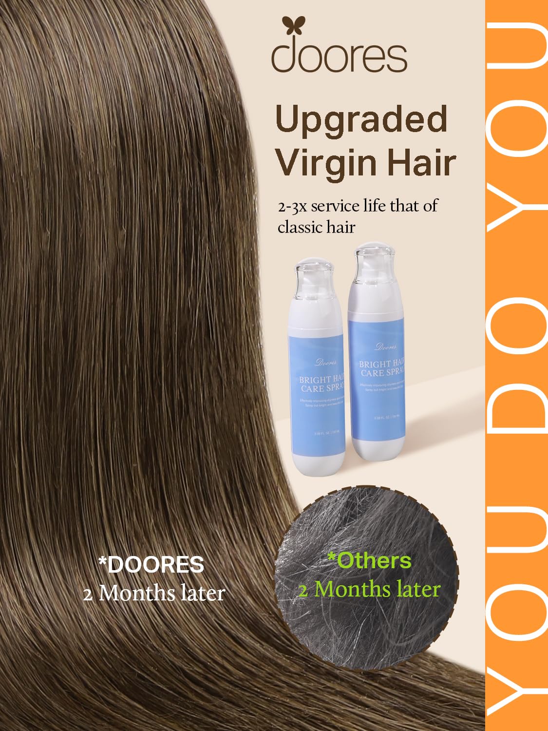 Extensions cheveux DOORES Remy 100g vue de côté
