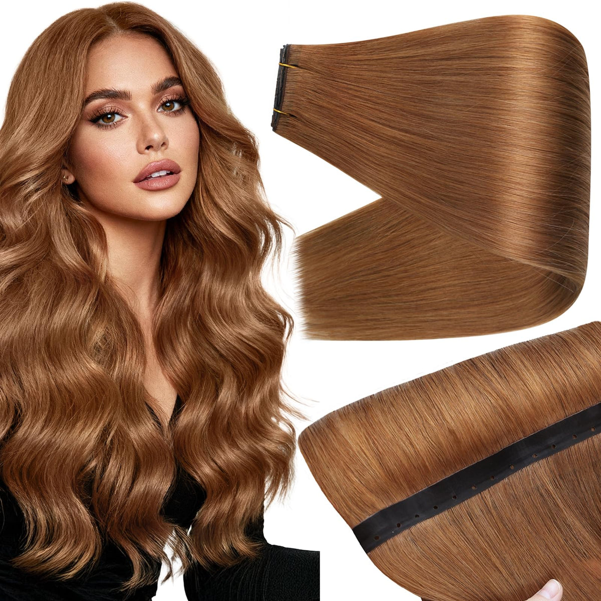 Extensions cheveux Full Shine 18 pouces couleur cuivre vue de face