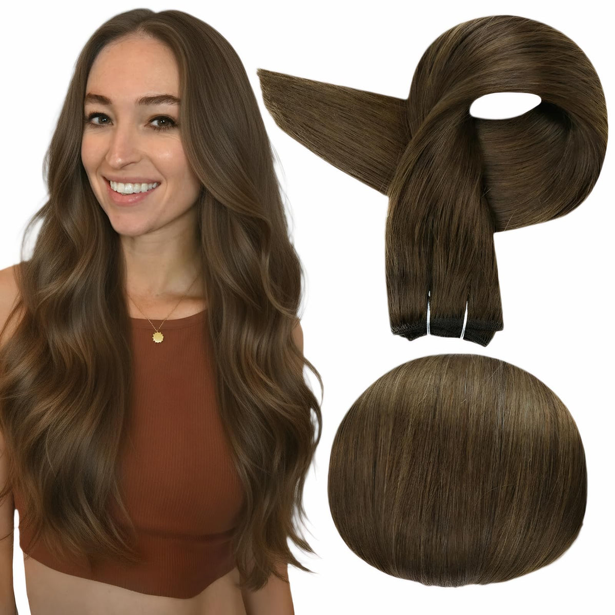 Extensions Cheveux Full Shine 20 pouces, vue avant avec texture soyeuse