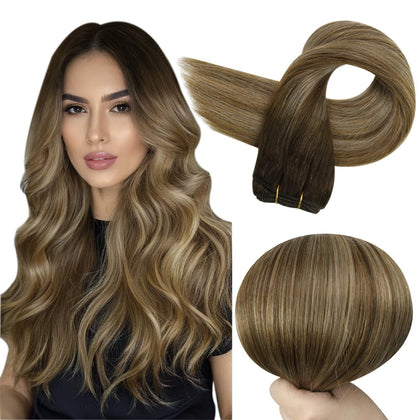 Extensions cheveux Full Shine 24 pouces brun miel blond vue avant