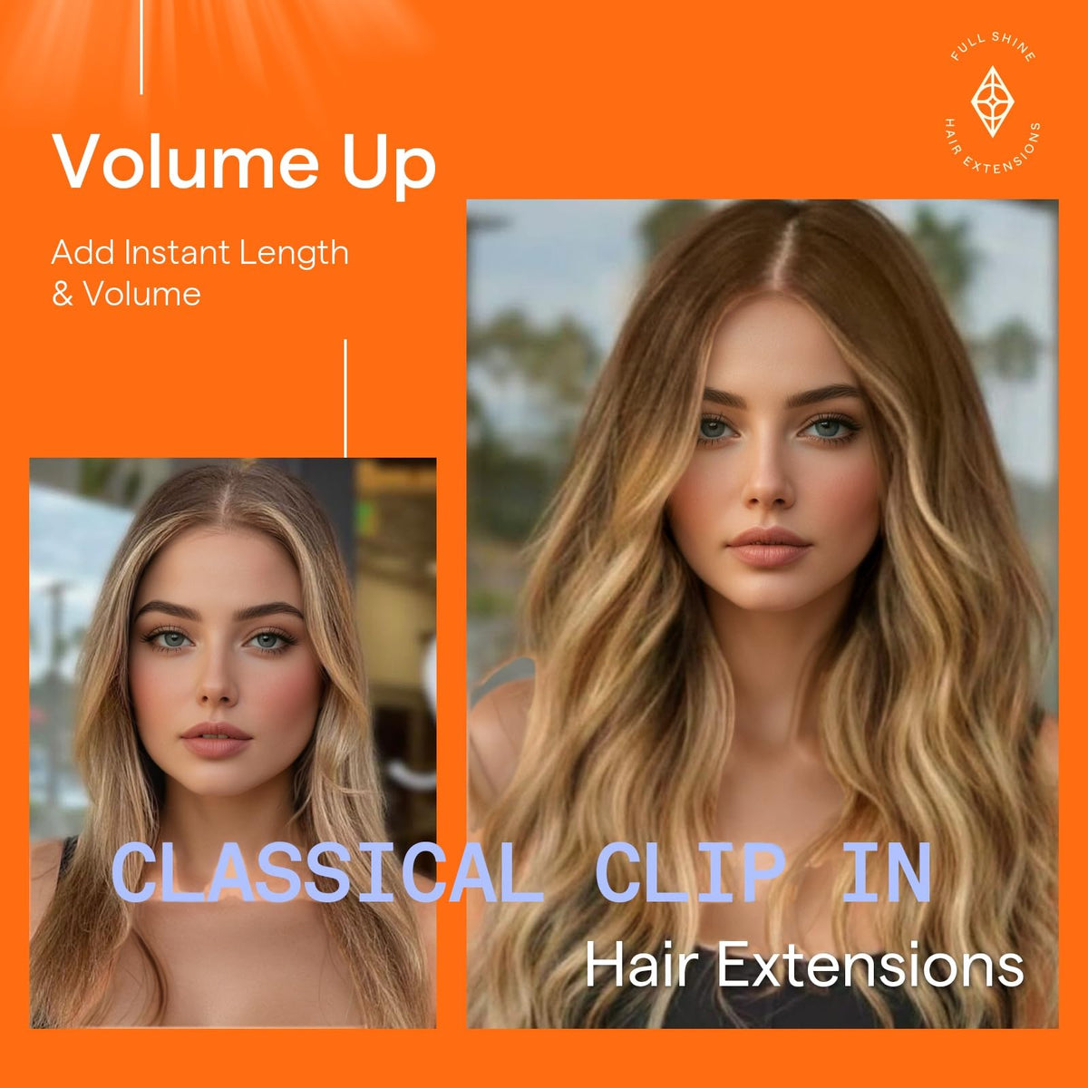 Extensions cheveux Full Shine avec reflets blonds