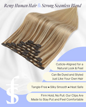 Extensions cheveux Full Shine montrant le mélange de couleurs