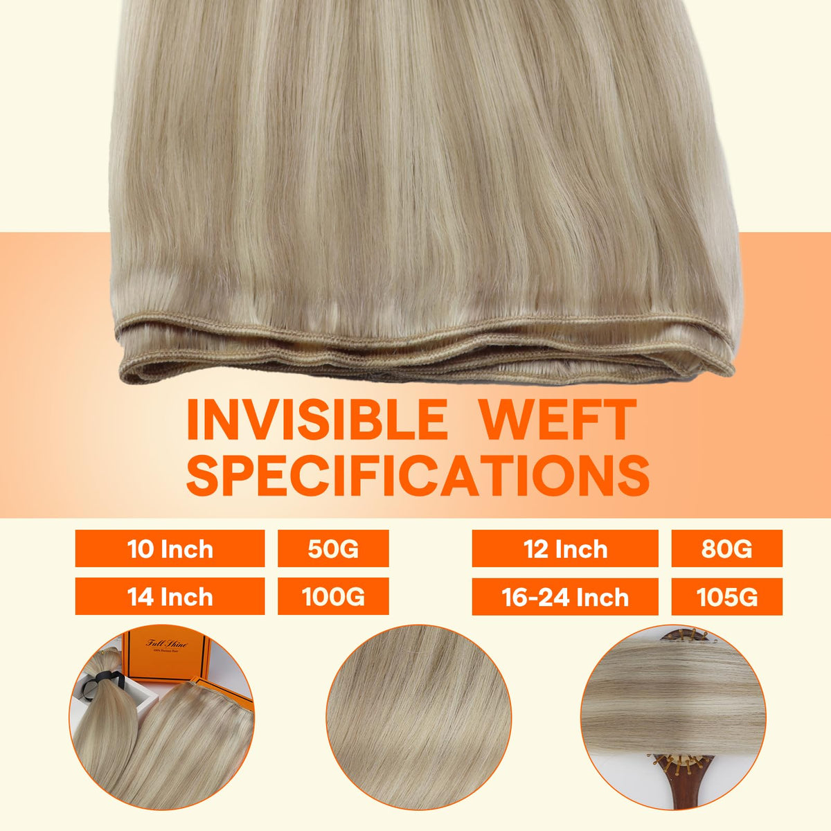 Extensions cheveux Full Shine posées sur un mannequin