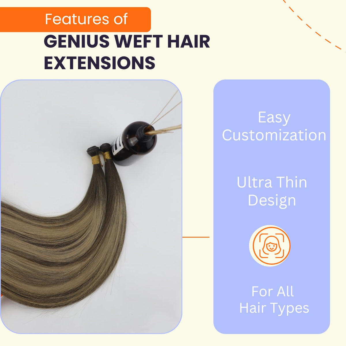 Extensions cheveux Full Shine posées sur une surface douce