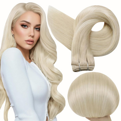 Extensions cheveux Full Shine weft 14 pouces blond platine vue avant