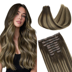 Extensions cheveux GOO GOO 14 pouces couleur balayage chocolat à blond