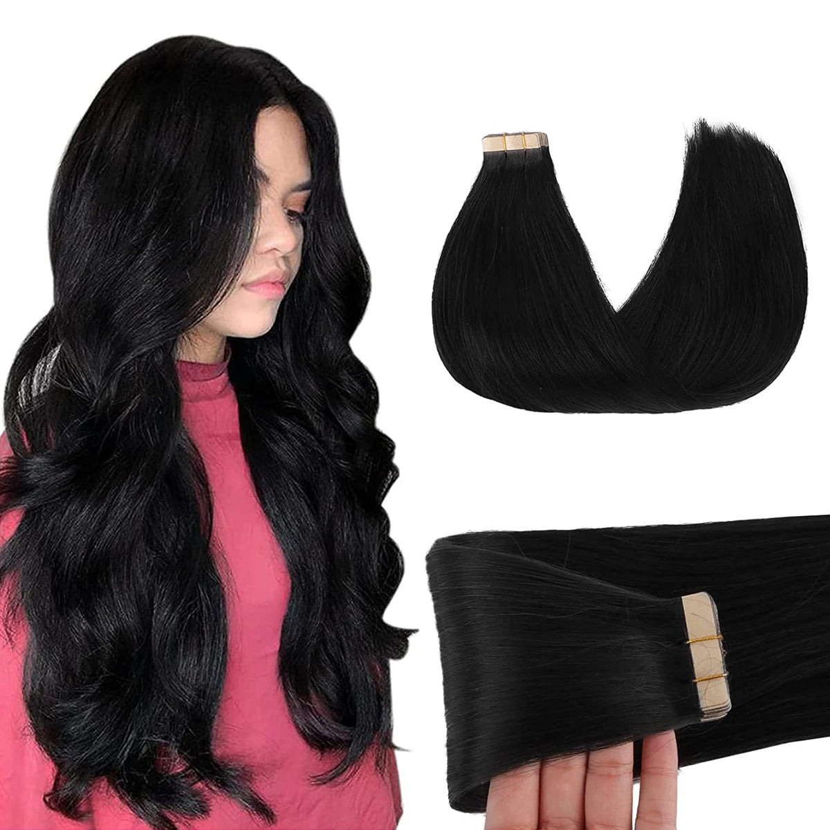 Extensions cheveux GOO GOO 18" noir vue de face