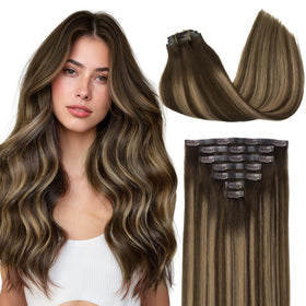 Extensions cheveux GOO GOO 22 pouces vue avant avec couleurs balayage