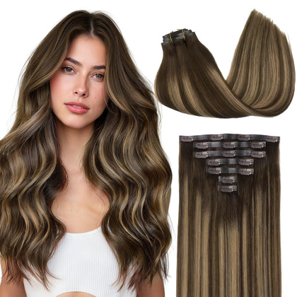 Extensions cheveux GOO GOO 22 pouces vue avant avec couleurs balayage