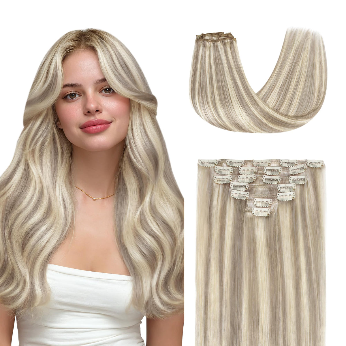 Extensions cheveux GOO GOO clip-in couleur balayage #18F/60A