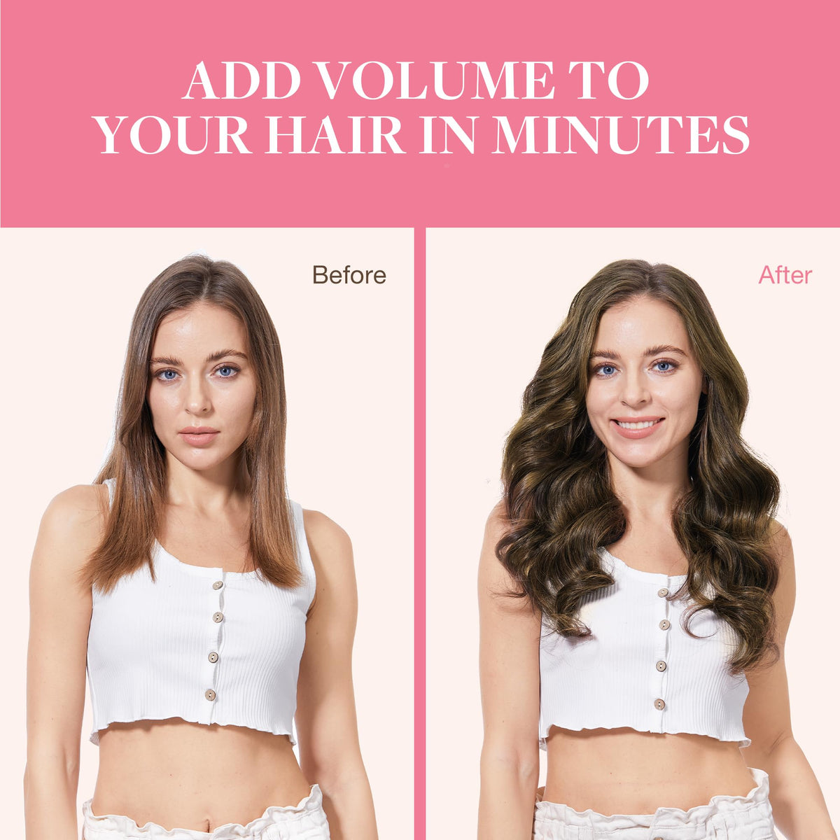 Extensions cheveux GOO GOO en châtain foncé en situation de coiffage