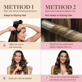 Extensions cheveux GOO GOO posées sur une coiffure stylée