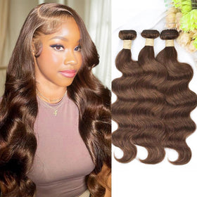 Extensions Cheveux Humains ALLRUN 18 20 22 Pouces Châtaigne avant
