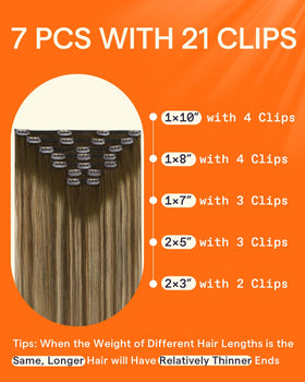 Extensions cheveux humains balayage caramel sur un support