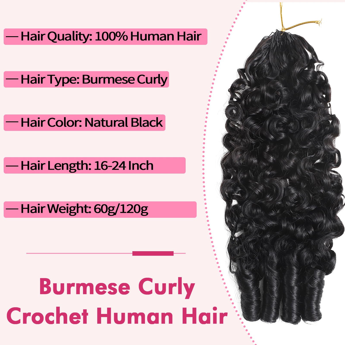 Extensions cheveux humains bouclés en différentes longueurs