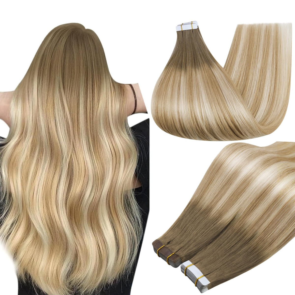 Extensions cheveux humains Full Shine 14 pouces châtain clair vue de face