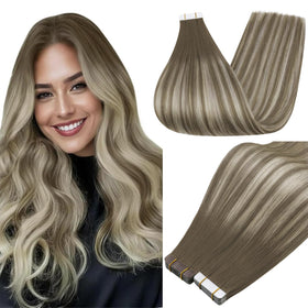 Extensions cheveux humains Full Shine 16 pouces brun froid vue de face