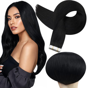 Extensions cheveux humains Full Shine 20 pouces modèle noir ébène vue de face