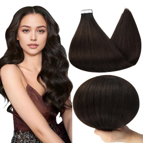Extensions cheveux humains Full Shine 22 pouces brun foncé, vue de face
