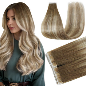 Extensions cheveux humains Full Shine 24 pouces châtain blond, vue avant