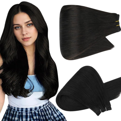 Extensions cheveux humains Full Shine 24 pouces couleur noir off, vue avant