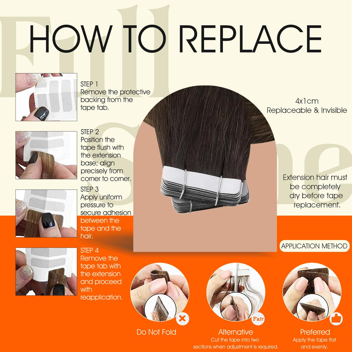 Extensions cheveux humains Full Shine en paquet avec dimensions