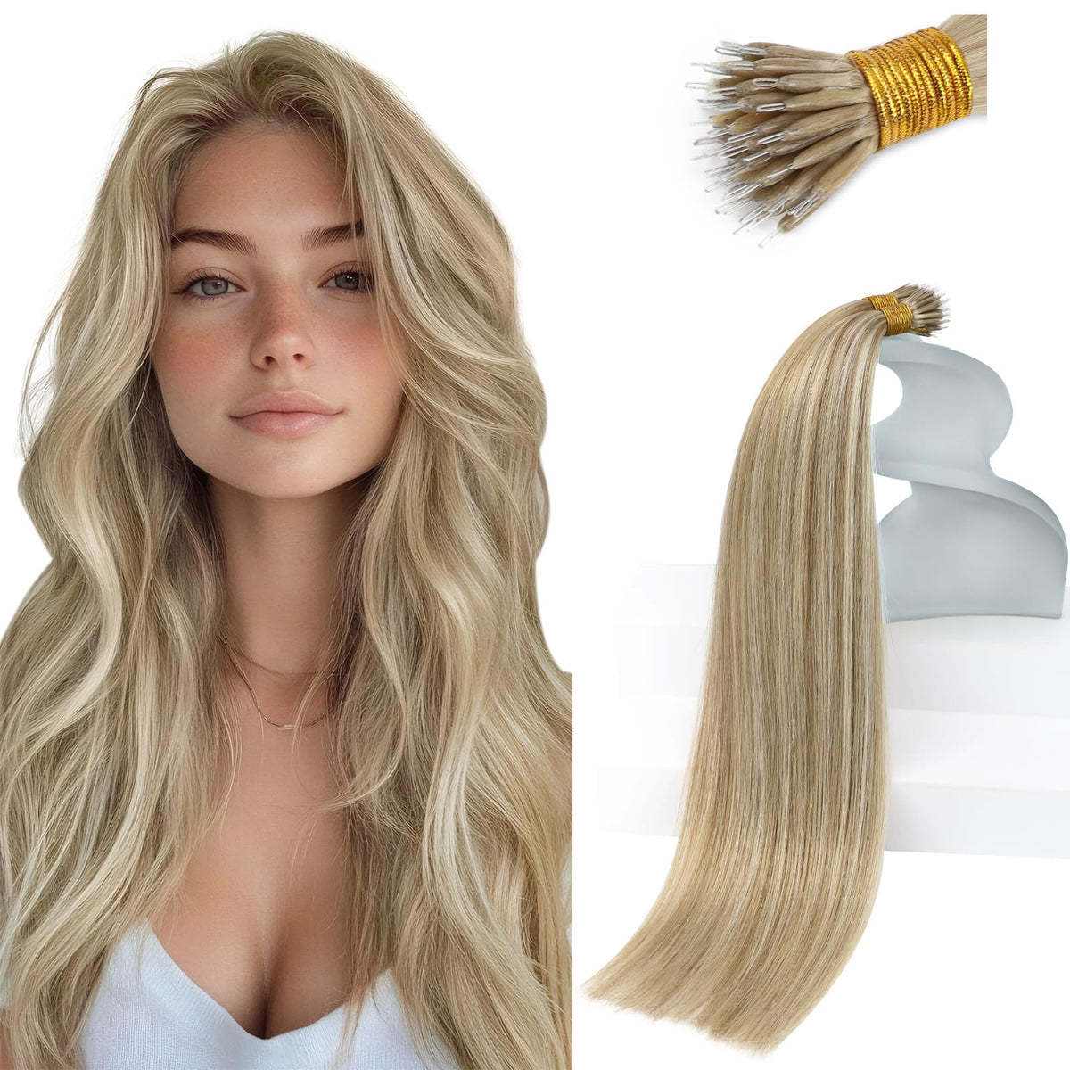 Extensions cheveux humains Sunny Hair 18 pouces avec nano rings