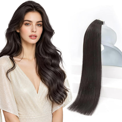 Extensions cheveux humains Sunny Hair 18 pouces brun foncé vue de face