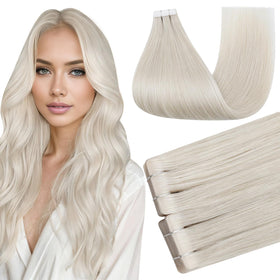 Extensions Cheveux Invisi Edge 14 pouces blonde glacée vue de face