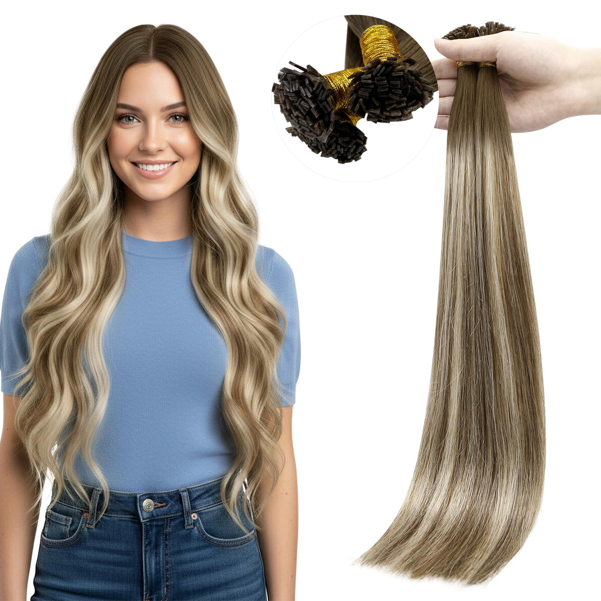 Extensions cheveux réels Full Shine 18 pouces en balayage