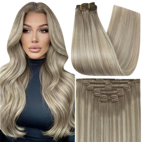 Extensions cheveux réels Full Shine 22 pouces, vue de face