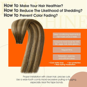 Extensions cheveux Tape In Marron Miel en texture soyeuse