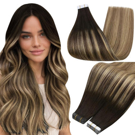 Extensions cheveux tissés Full Shine 14 pouces couleur brun miel vue de face
