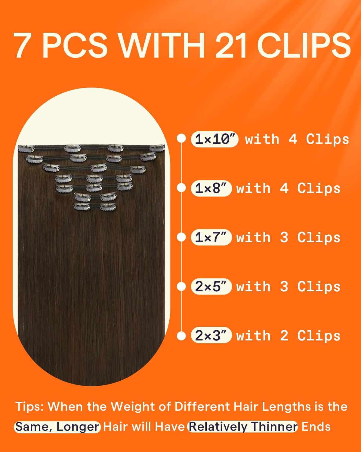 Extensions clip-in châtain clair Full Shine en utilisation