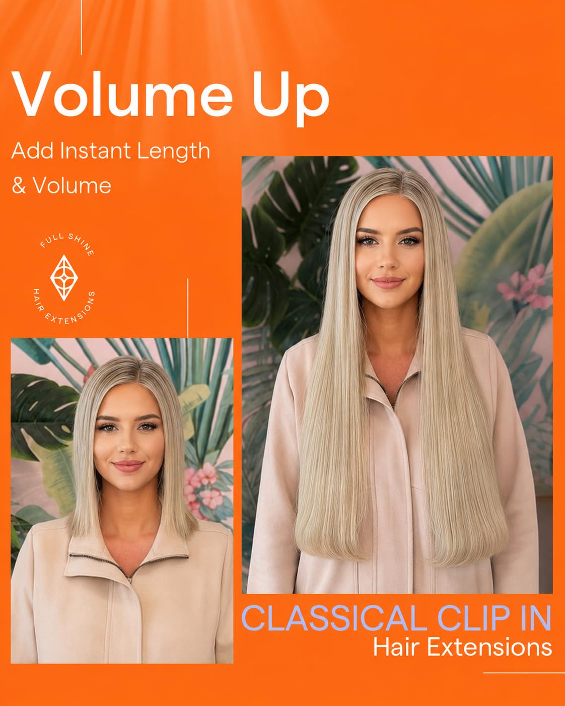 Extensions clip-in Full Shine 16 pouces en couleur #18/22/60