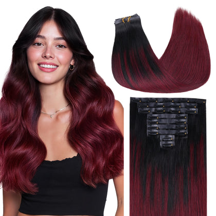 Extensions Clip In GOO GOO 14 pouces couleur Cherry Cola côté