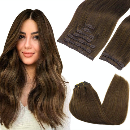 Extensions clip-in GOO GOO 24 pouces couleur Brun Chocolat, vue avant