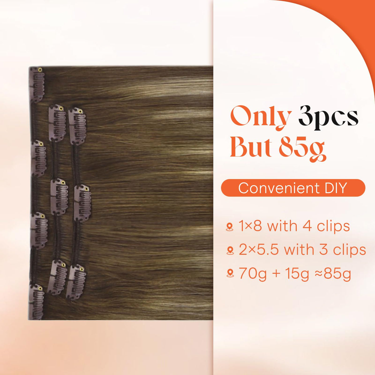Extensions clip-in Sunny Hair sur une surface neutre