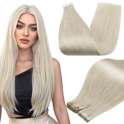 Extensions de cheveux à adhésif Full Shine 22 pouces blond blanc vue avant