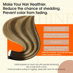 Extensions de cheveux à ruban Full Shine en paquet, brun foncé caramel