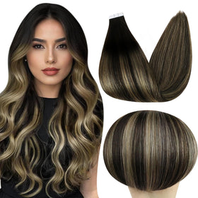 Extensions de cheveux adhésives Full Shine 18 pouces ombre noir à blond