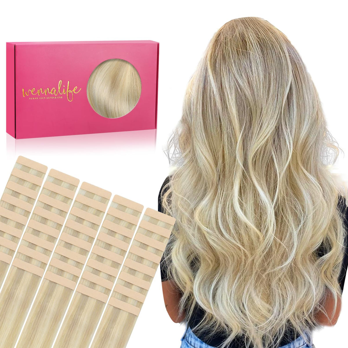 Extensions de cheveux adhésives Wennalife 22 pouces couleur ombre