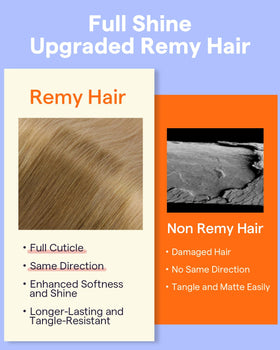 Extensions de cheveux blonds dorés Full Shine en usage sur un modèle