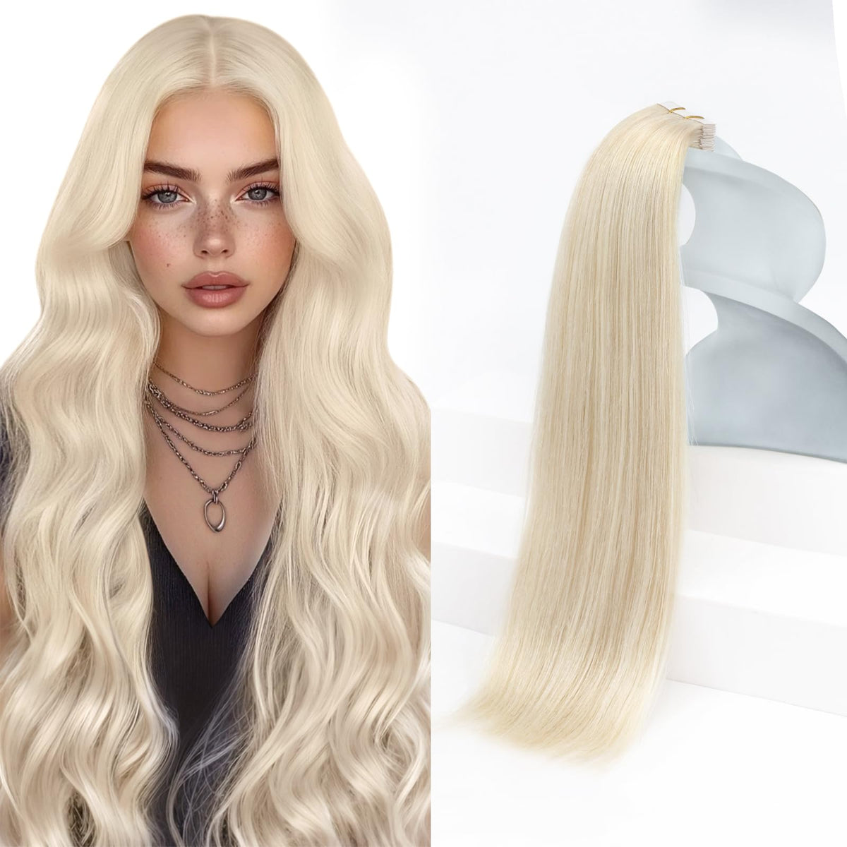 Extensions de cheveux blonds Sunny Hair 28 pouces, vue de face