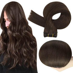 Extensions de cheveux bruns Full Shine 24 pouces en weft double