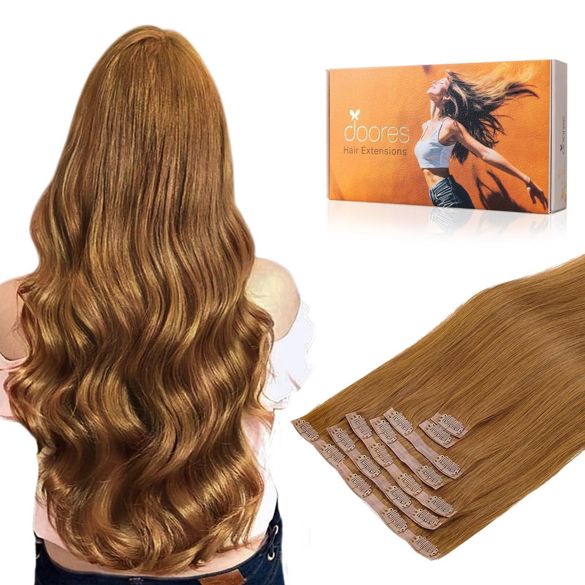 Extensions de cheveux clip-in DOORES 130g, vue de face